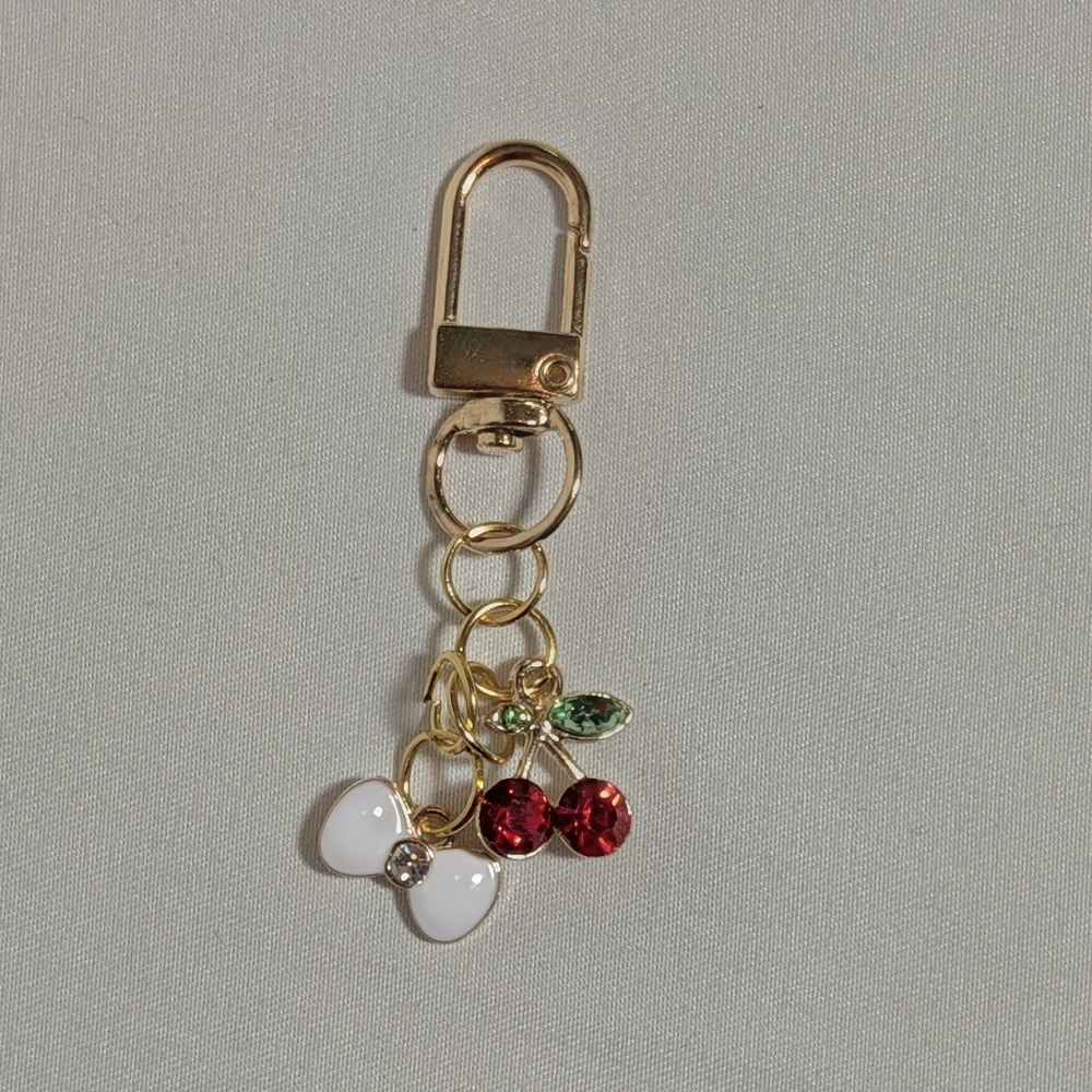 ✨ Handmade Cherry & Bow Charm Keychain – JoJo Styles ✨